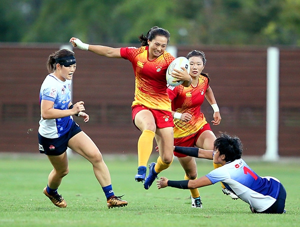 Incheon, South Korea. 04th June, 2022. Malaysia's Dinesvaran Al Krishnan is  tackled during the Asia Rugby Championship 2022 match between South Korea  and Malaysia at Namdong Asiad Rugby Stadium. South Korea beat
